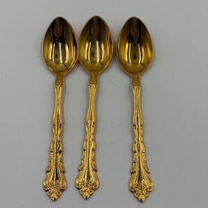 Everbrite Deluxe Gold Plated Stainless Steel Bundle 3 Teaspoons Spoons 6.5"